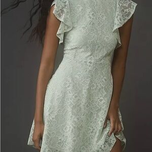 Maeve by Anthropology Elegant Lace Dress in Mint Green